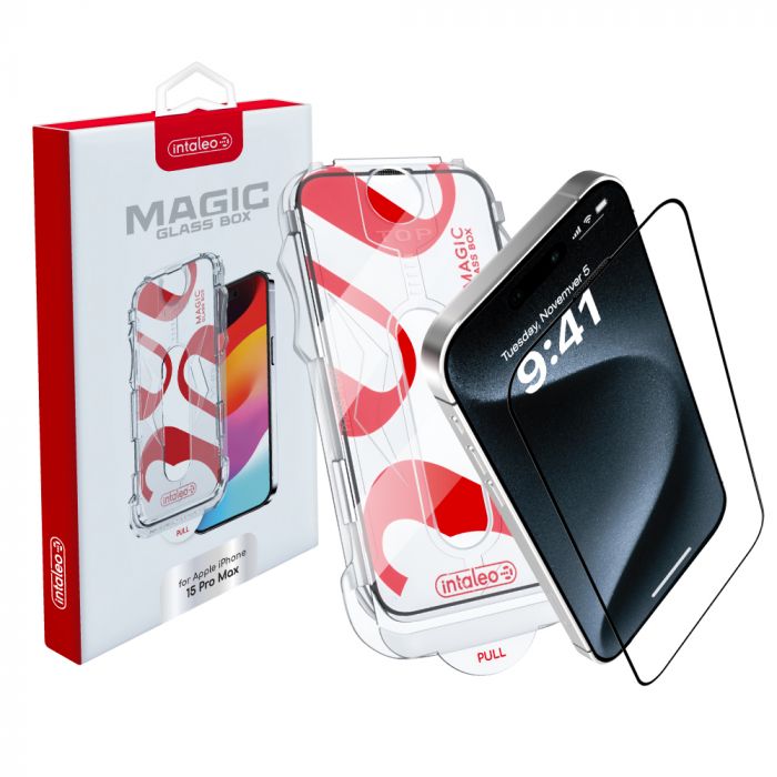 Захисне скло Intaleo з аплікатором Intaleo MagicBox для Apple iPhone 15 Pro Max Black (4820266742867)