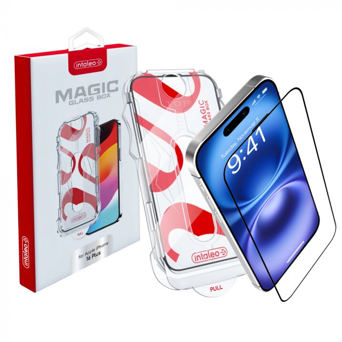 Захисне скло Intaleo з аплікатором Intaleo MagicBox для Apple iPhone 16 Plus Black (4820266742928)