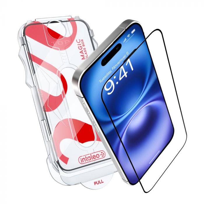 Захисне скло Intaleo з аплікатором Intaleo MagicBox для Apple iPhone 16 Black (4820266742935)