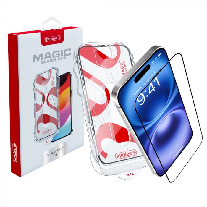 Захисне скло Intaleo з аплікатором Intaleo MagicBox для Apple iPhone 16 Black (4820266742935)