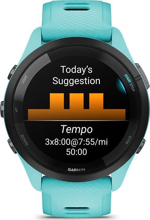 Смарт-годинник Garmin Forerunner 265 Black Bezel with Aqua Case and Aqua/Black Silicone Band (010-02810-52)