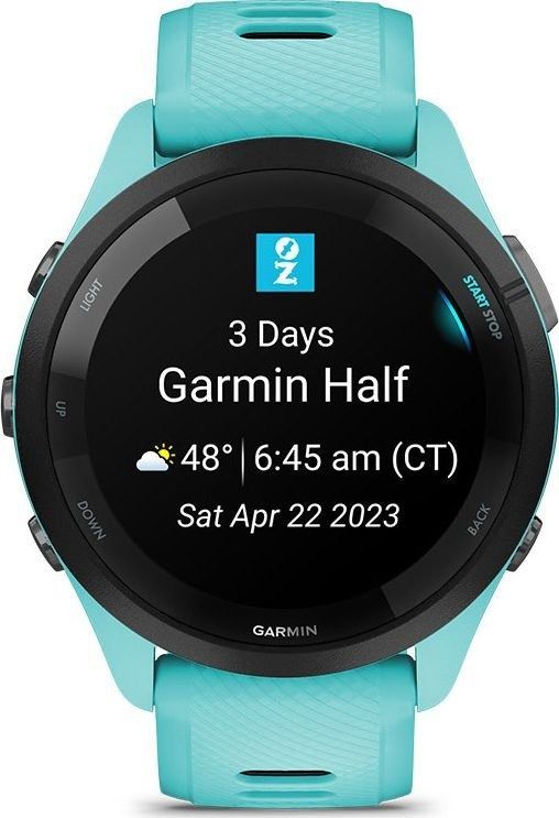 Смарт-годинник Garmin Forerunner 265 Black Bezel with Aqua Case and Aqua/Black Silicone Band (010-02810-52)