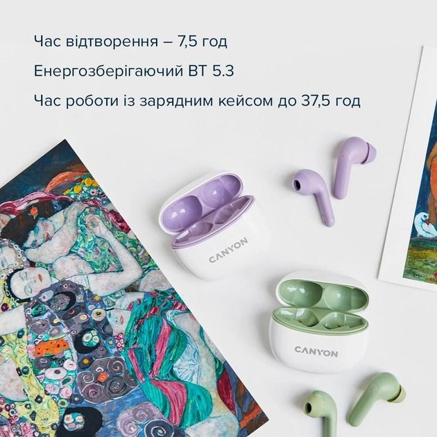 Bluetooth-гарнітура Canyon TWS-5 Purple (CNS-TWS5PU)