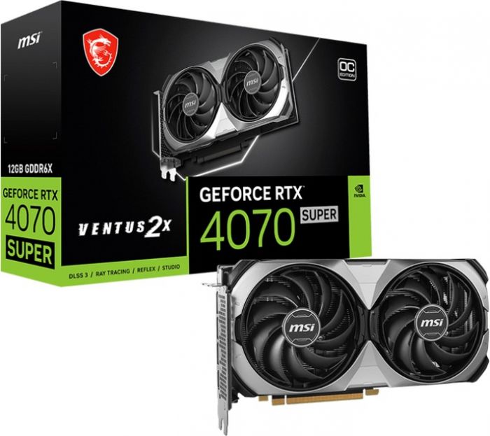 Відеокарта GF RTX 4070 Super 12GB GDDR6X Ventus 2X OC MSI (GeForce RTX 4070 SUPER 12G VENTUS 2X OC)