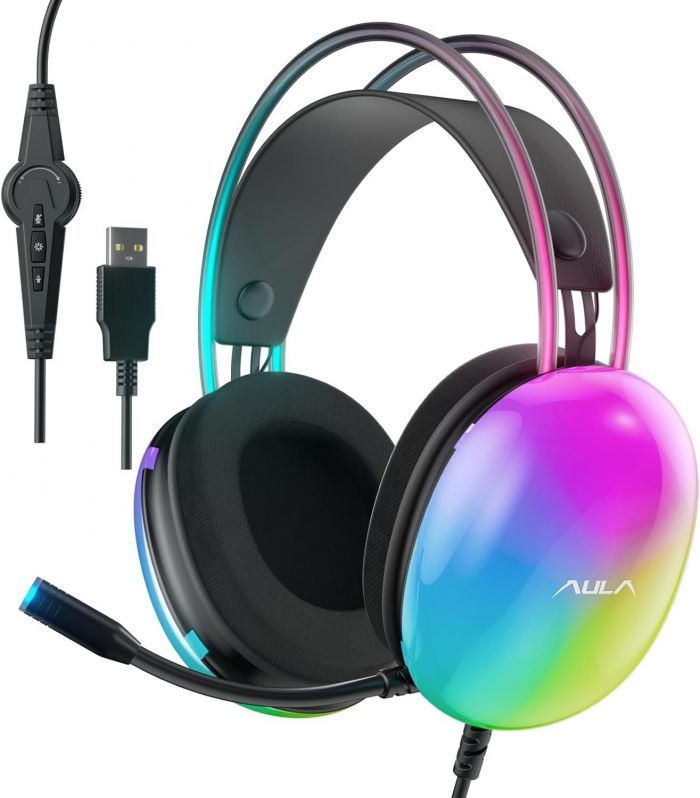 Гарнiтура Aula S505 RGB Transparent Gaming Headset Black (6948391235479)