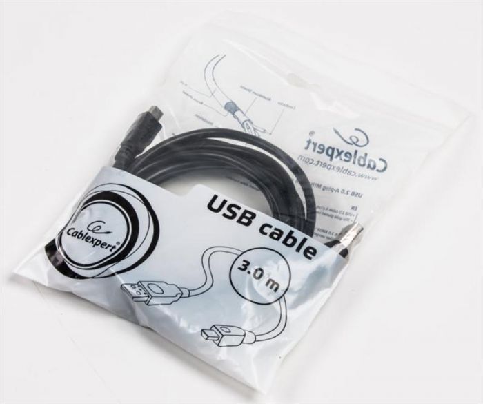 Кабель Cablexpert USB - mini-USB V 2.0 (M/M), 3 м, чорний (CCP-USB2-AM5P-10)