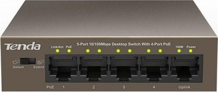 Комутатор TENDA TEF1105P-4-63W (1xFE+4xFE PoE, 58Вт max)