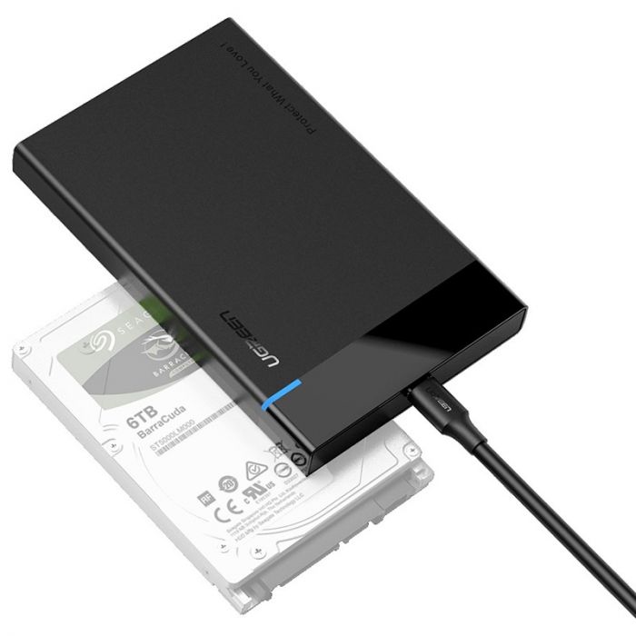 Зовнішня кишеня Ugreen для 2.5" HDD/SSD USB 3.1 US221 Black (50743)