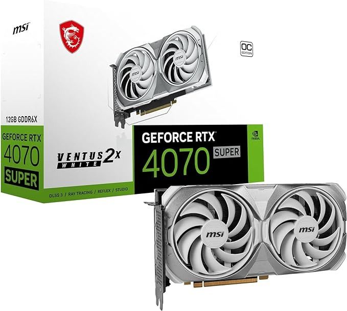 Відеокарта GF RTX 4070 12GB GDDR6X Ventus 2X White OC MSI (GeForce RTX 4070 VENTUS 2X WHITE 12G OC)