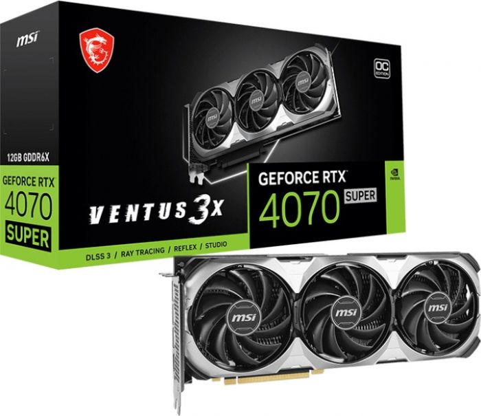 Відеокарта GF RTX 4070 Super 12GB GDDR6X Ventus 3X OC MSI (GeForce RTX 4070 SUPER 12G VENTUS 3X OC)