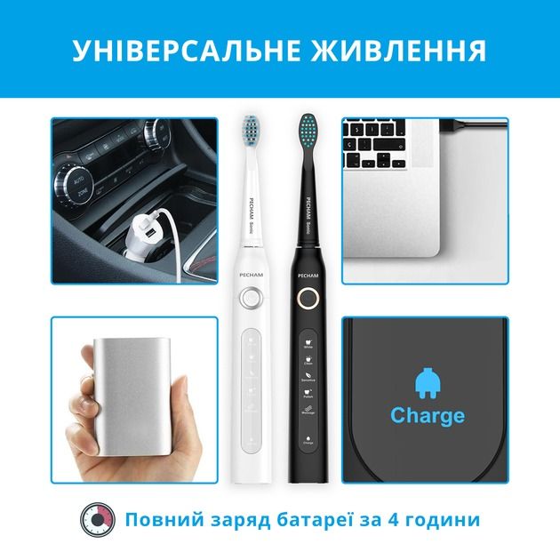 Набір зубних щіток Pecham Black and White Travel Set PC-084 (0290119010100)