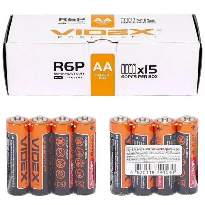 Батарейка Videx AA/R6P 60шт