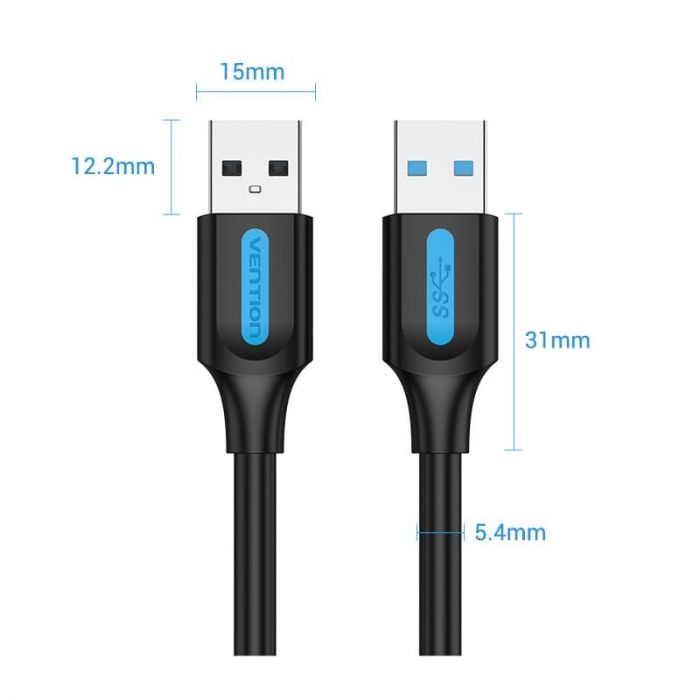 Кабель Vention USB - USB V 3.0 (M/M), 0.5 м , Black (CONBD)