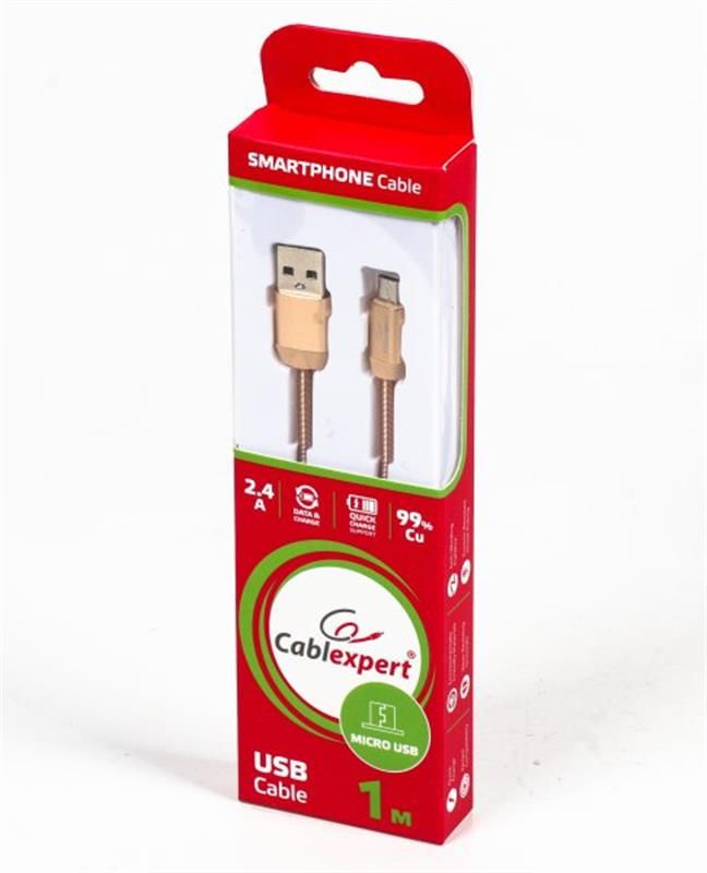 Кабель Cablexpert USB - micro USB (M/M), преміум, 1 м, золотистий (CCPB-M-USB-08G)