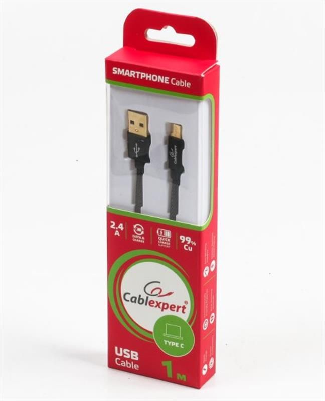 Кабель Cablexpert (CCPB-C-USB-04BK) USB2.0-USB-C преміум, 1м, чорний