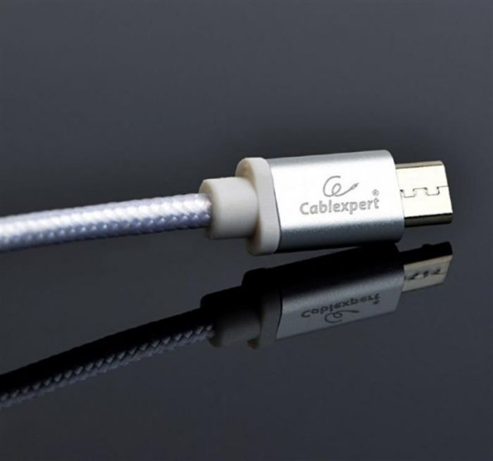 Кабель Cablexpert USB - micro USB V 2.0 (M/M), 1.8 м, сріблястий (CCB-mUSB2B-AMBM-6-S)