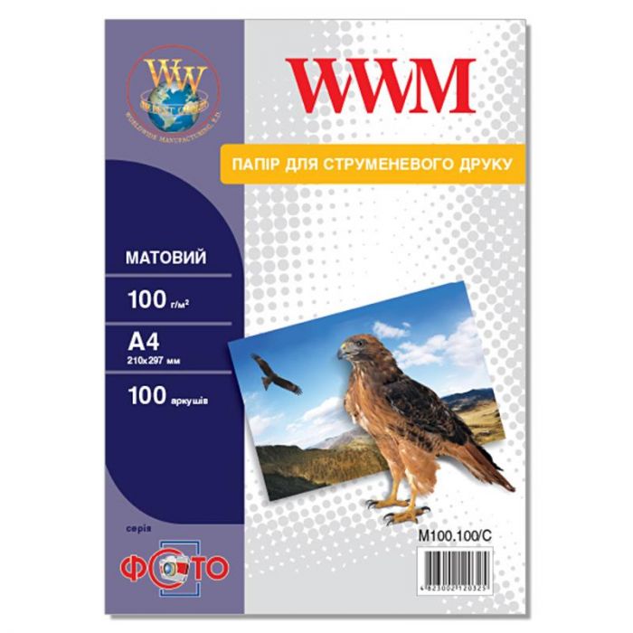 Фотопапiр WWM Photo матовий 100г/м2 А4 100л (M100.100/C)