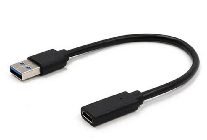 Адаптер Cablexpert USB - USB Type-C V 3.0 (M/F), 0.1 м, чорний (A-USB3-AMCF-01)