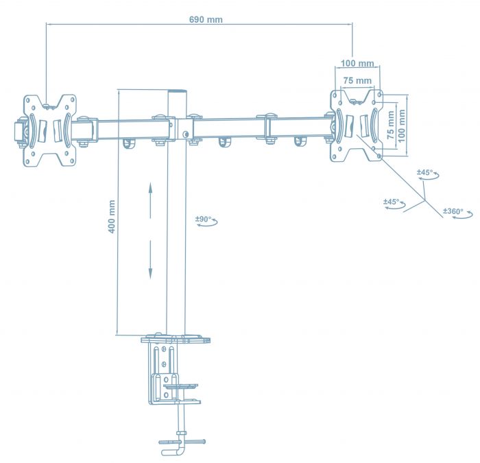 Кронштейн Walfix DM-400B (для 2-х моніторів)