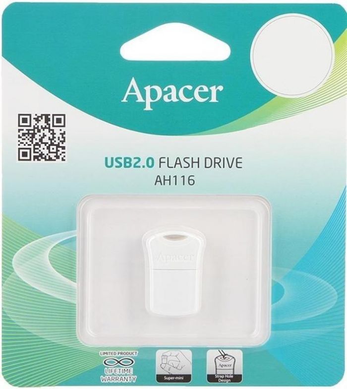 Флеш-накопичувач USB 32GB Apacer AH116 White (AP32GAH116W-1)