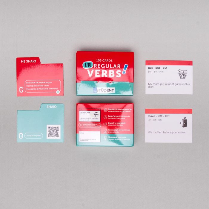 Картки для вивчення англійської мови English Student. Irregular Verbs