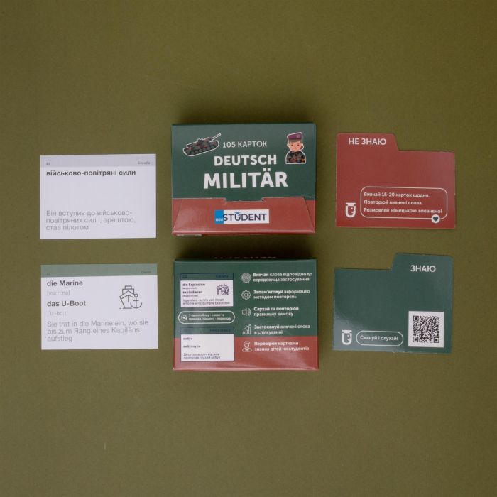 Картки для вивчення німецької мови English Student. Deutsch Militar