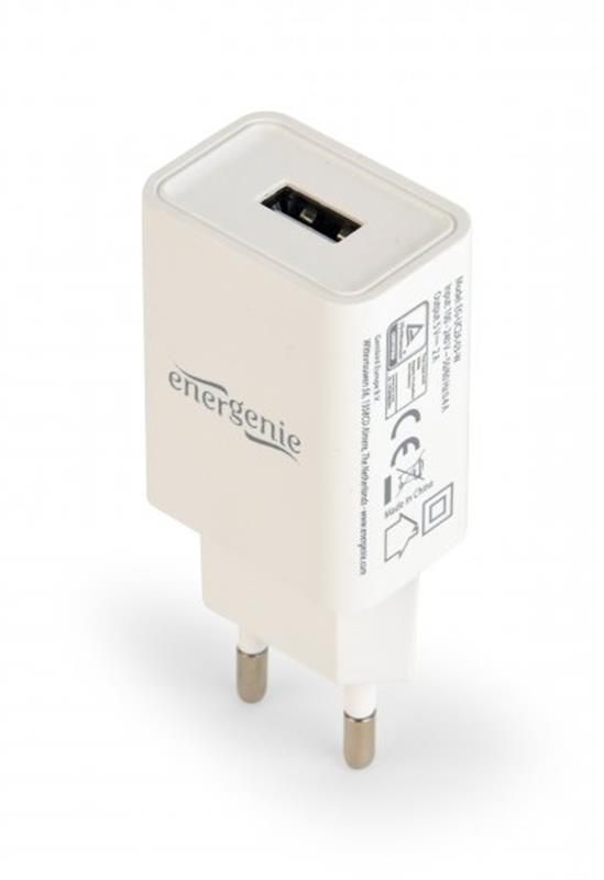 Мережевий зарядний пристрій EnerGenie (1USBх2.1A) White (EG-UC2A-03-W)