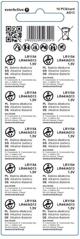 Батарейка everActive LR44 BL 10шт