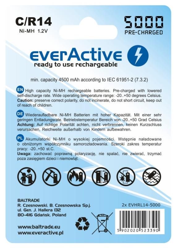 Акумулятор everActive С/HR14 5000mAh BL 2шт