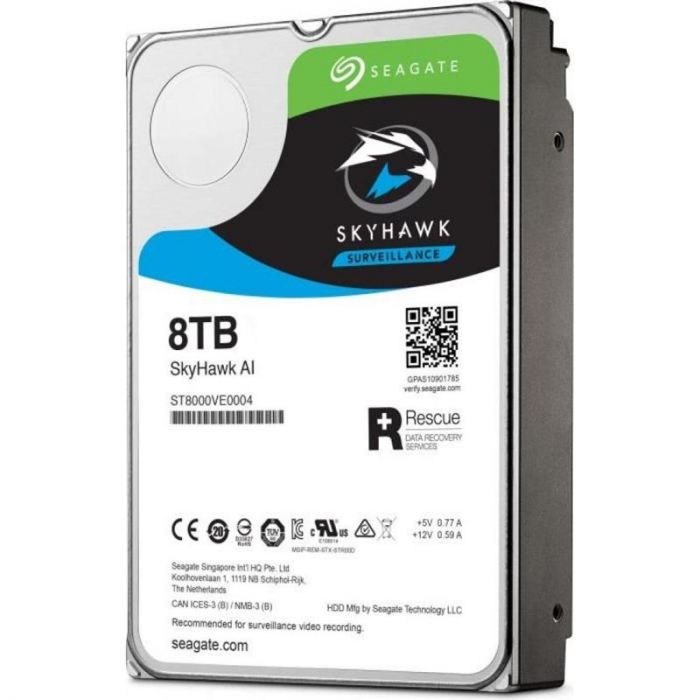 Накопичувач HDD SATA 8.0TB Seagate SkyHawk AI Surveillance 7200rpm 256MB (ST8000VE001)