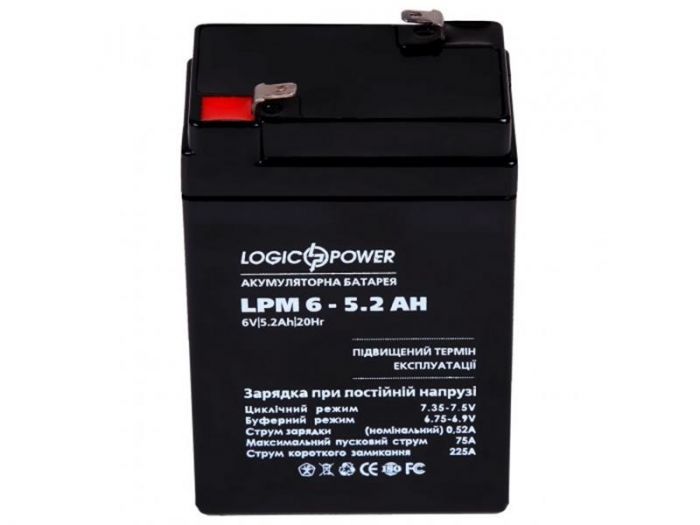 Акумуляторна батарея LogicPower LPM 6V 5.2AH (LPM 6 - 5.2 AH) AGM