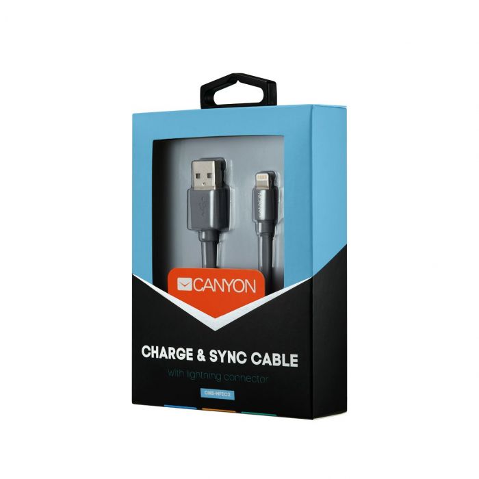 Кабель Canyon USB - Lightning 0.96м, Dark Grey (CNS-MFIC2DG)