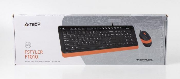 Комплект (клавіатура, миша) A4Tech F1010 Black/Orange