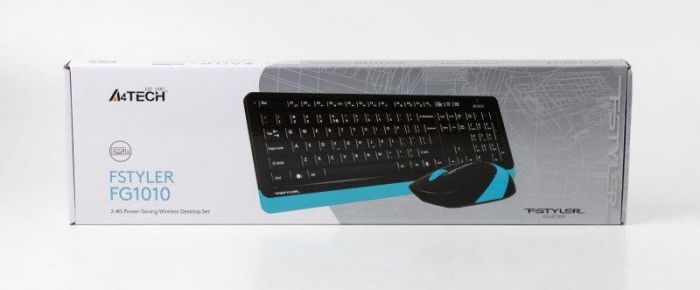 Комплект (клавіатура, мишка) бездротовий A4Tech FG1010 Black/Blue USB