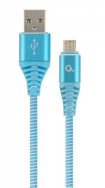 Кабель Cablexpert USB - micro USB (M/M), преміум, 2 м, блакитний (CC-USB2B-AMmBM-2M-VW)