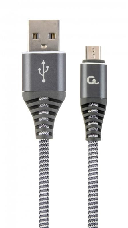 Кабель Cablexpert USB - micro USB (M/M), 2.1 А, преміум, 2 м, сірий (CC-USB2B-AMmBM-2M-WB2)