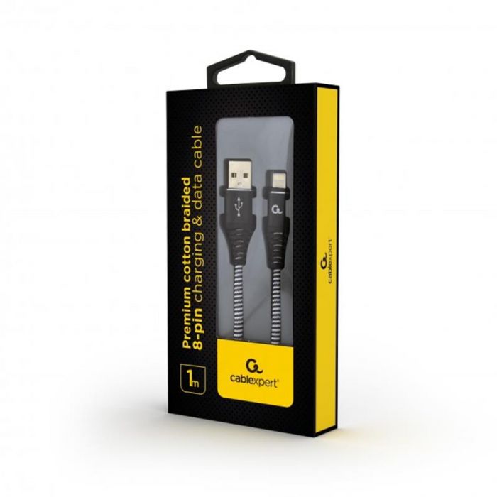 Кабель Cablexpert (CC-USB2B-AMLM-1M-BW) USB 2.0 A - Lightning, преміум, 1м, чорний