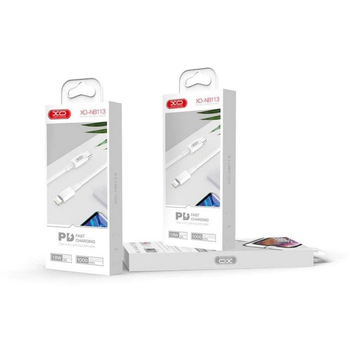 Кабель XO NB113 18W PD USB-C-Lightning, (M/M), 2A 1м White (6920680863846)
