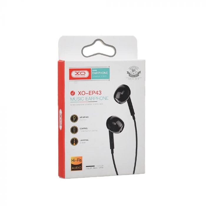 Гарнітура XO EP43 In-ear Earphone Black (6920680879168)
