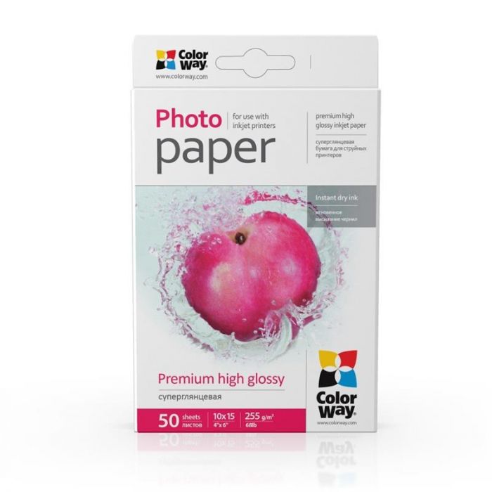 Фотопапiр ColorWay суперглянсовий 255г/м2 10х15см 50арк. (PSG2550504R)