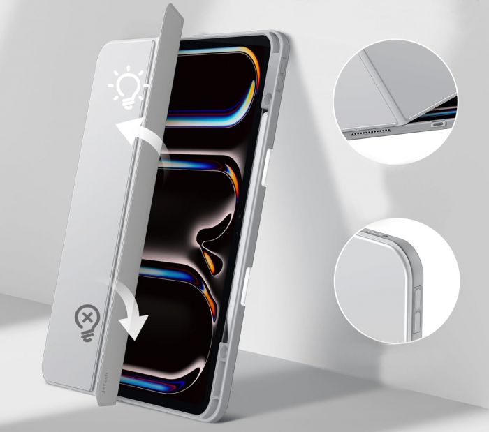 Чохол-книжка BeCover Soft Edge TPU з кріпленням Apple Pencil для Apple iPad Pro 13" M4 2024 Gray (711718)