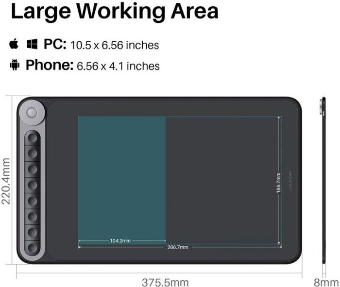 Графічний планшет Huion Inspiroy Dial Q620M + рукавичка