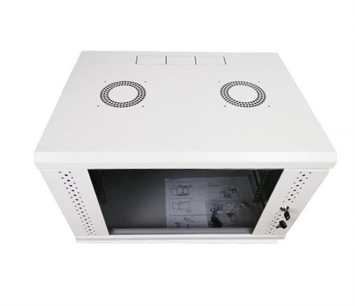 Шафа настінна EServer 19" 6U-600х350х370 (скло), сіра (ES-Е635G)