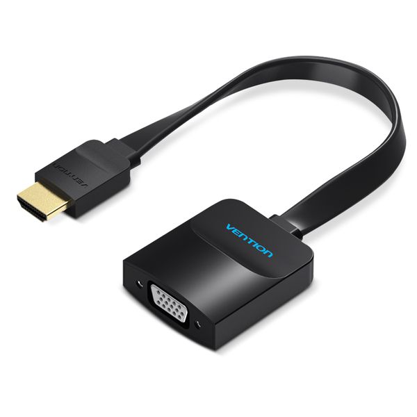 Адаптер Vention Flat HDMI - VGA (M/F), зі звуком і живленням, 0.15 м, чорний (ACKBB)