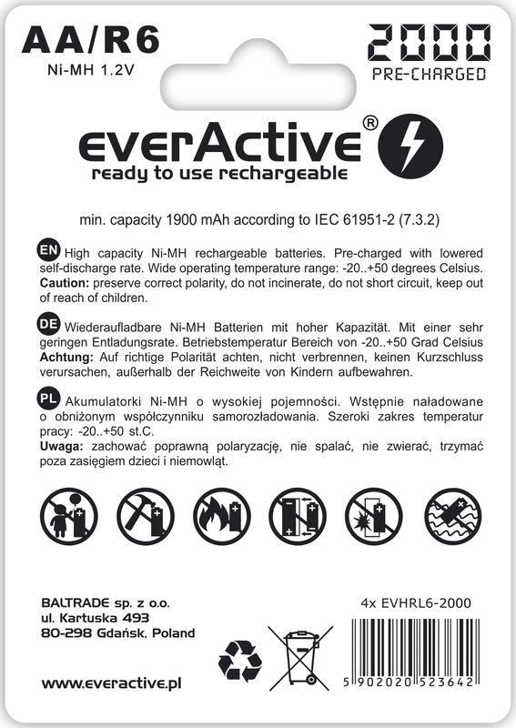 Акумулятор everActive AA/HR06 Ni-MH 2000mAh BL 4шт