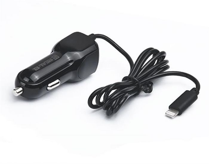 Автомобільний зарядний пристрій REAL-EL CA-17 (2USB, 2.1A) Black + кабель Lightning