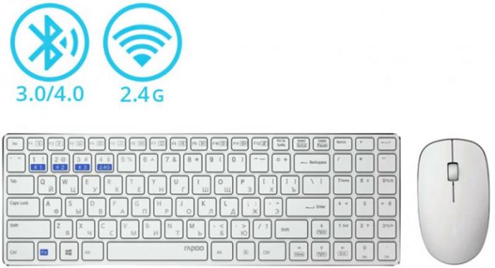 Комплект (клавіатура, мишка) Rapoo 9300M Wireless White