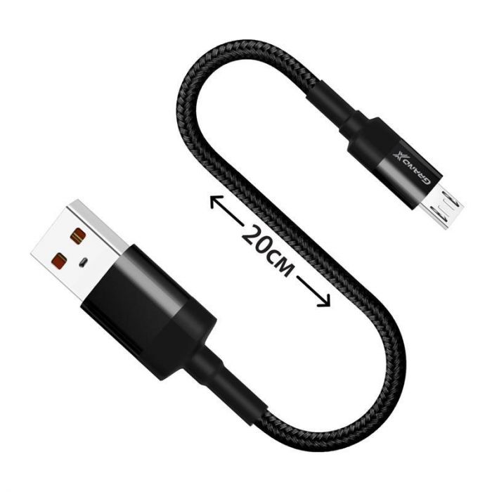 Кабель Grand-X USB - micro USB (M/M), Cu, Power Bank, 0.2 м, Black (FM-20M)