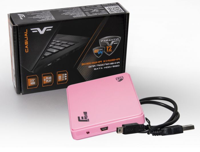 Зовнішня кишеня Frime SATA HDD/SSD 2.5", USB 2.0, Plastic, Pink (FHE12.25U20)