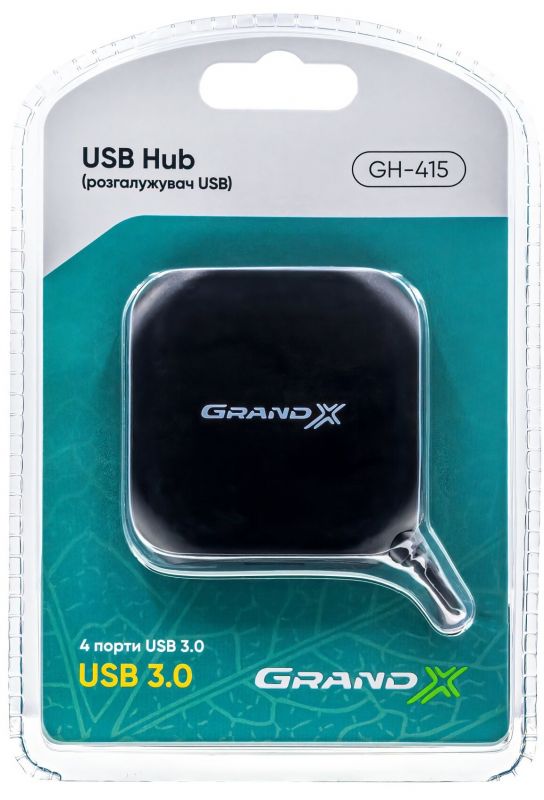 Концентратор USB3.0 Grand-X GH-415 Black 4хUSB3.0